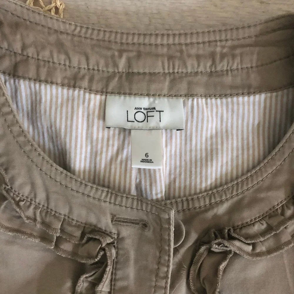 LOFT Tan Ruffle Trim Jacket - Picture 3 of 10